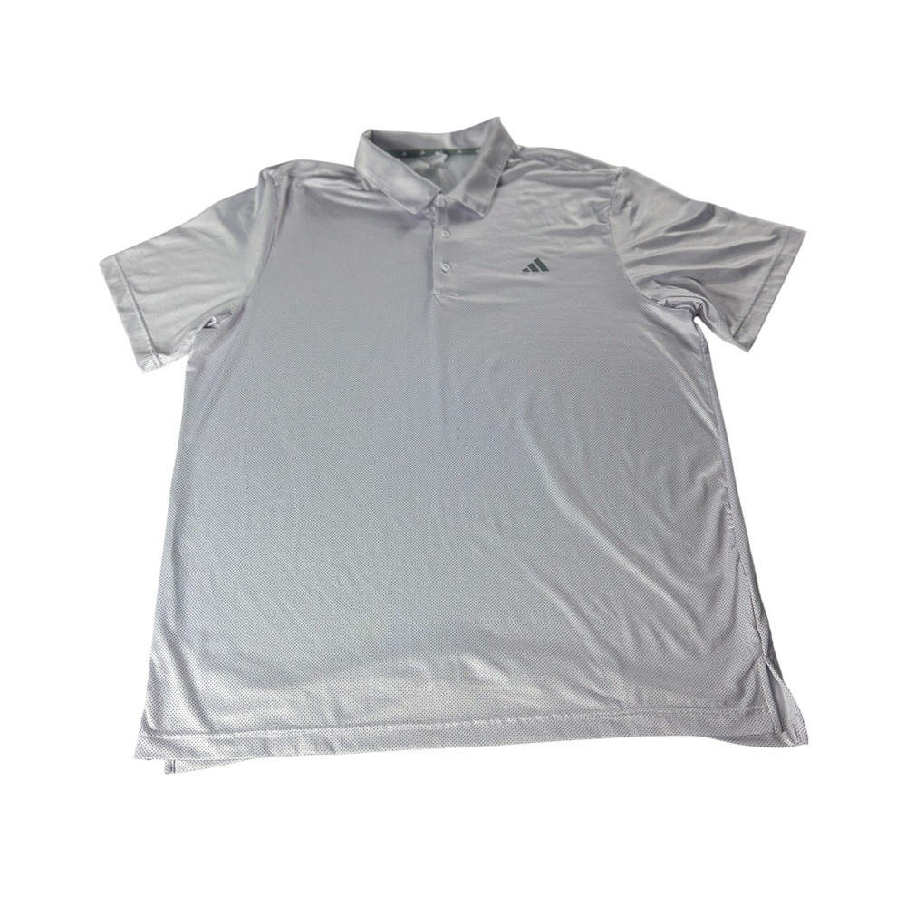 Adidas Mens Performance Polo Shirt XL Gray Micro Dot Short Sleeve ADVR0792